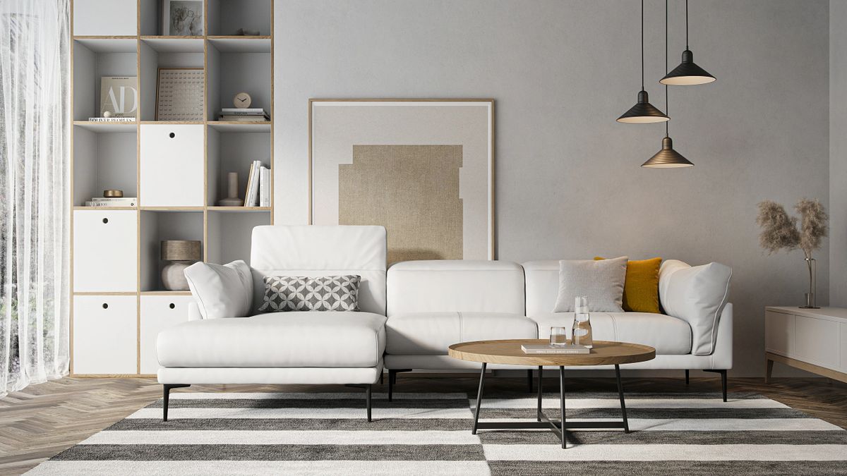 Ennio White top grain Leather sectional