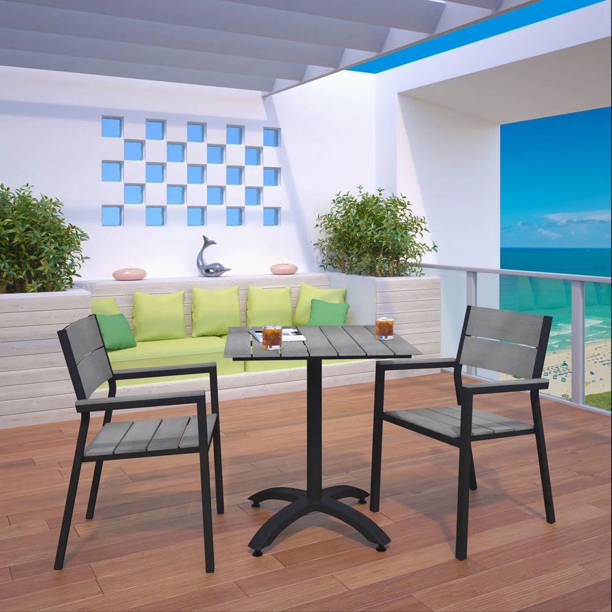 Maine 3 Piece Outdoor Patio Dining Set - Thumbnail 3