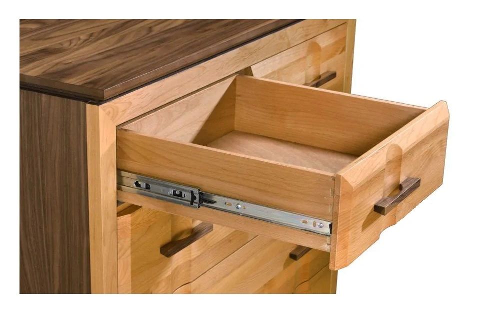 Alder & Walnut Wood 3 Drawer Narrow Nightstand - Thumbnail 4