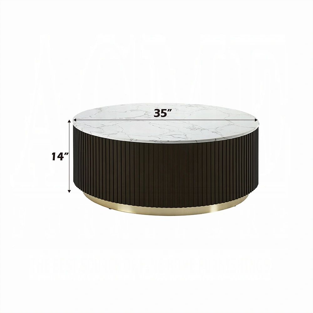 Clayten Round Marble Coffee Table - Thumbnail 4