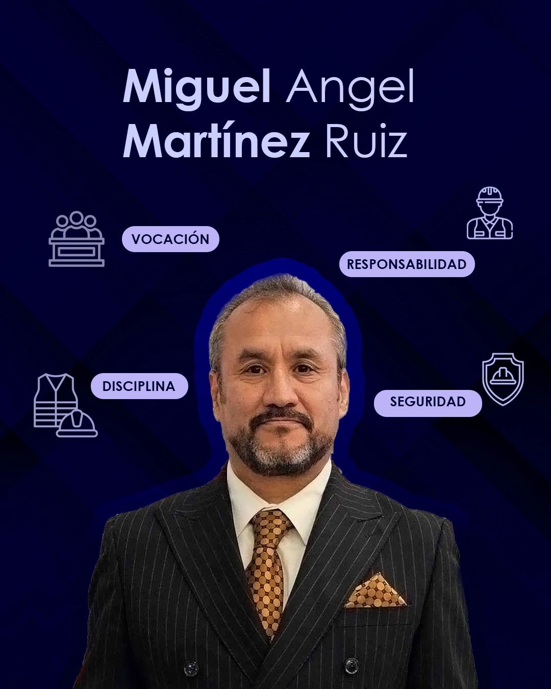 Retrato de Miguel Angel Martínez Ruiz con valores profesionales destacados.