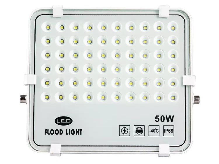 50W LED flood light with multiple LEDs.