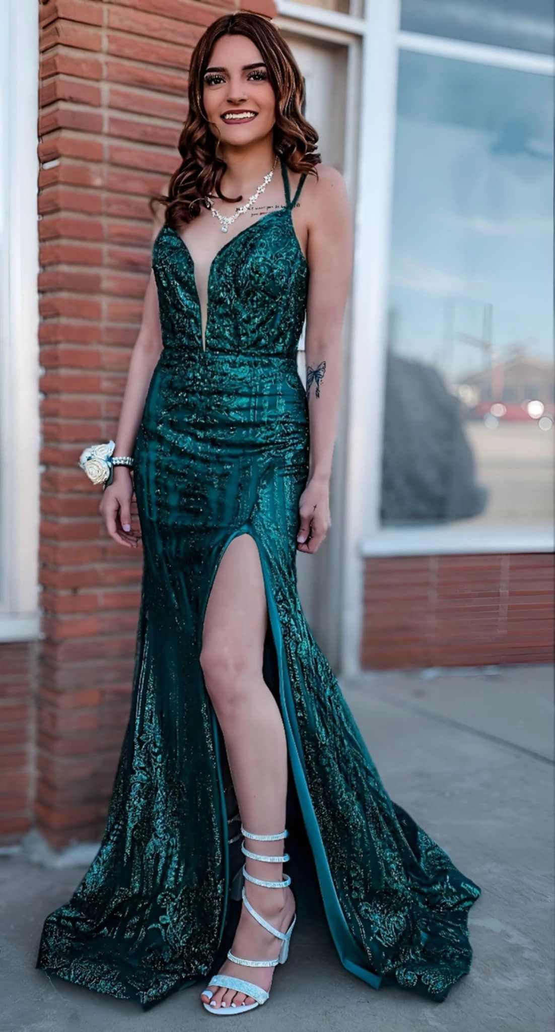open lace back dress Silver Princess A Line Off The Shoulder Corset Prom Dress with Lace Ruffles Silver / 2