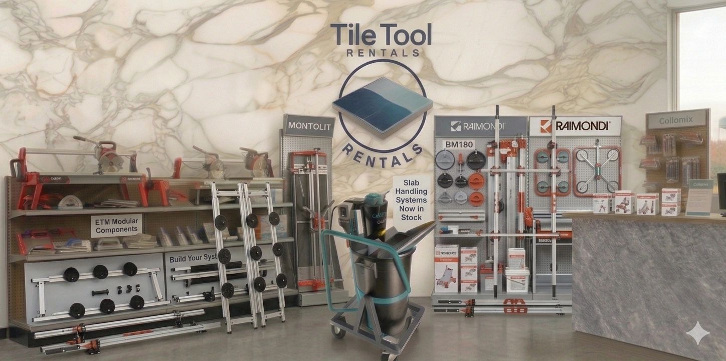 Tile Tools for rent such as Montolit, ETM Raimondi Slab Tables & Collomix LevMix 65
