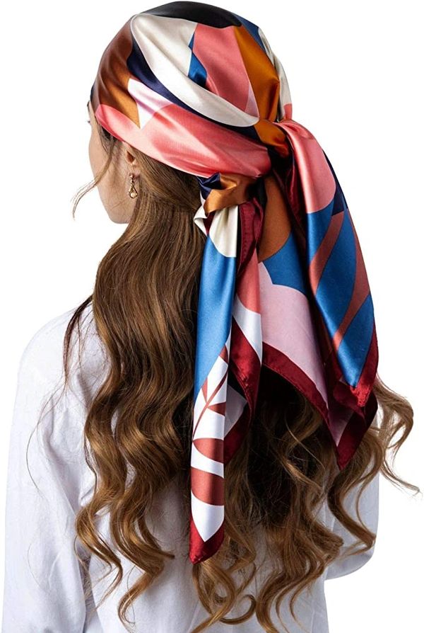 35" Square Silk Like Head Scarf
