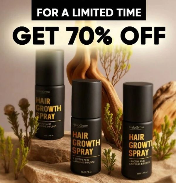 70% off on HaloGrow hair growth spray for a limited time.