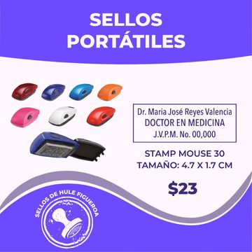Variety of colorful portable stamp mice for personalized medical stamps.