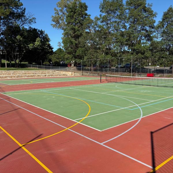 Tennis court at Sandford. Removed mould and algae with a softwash.