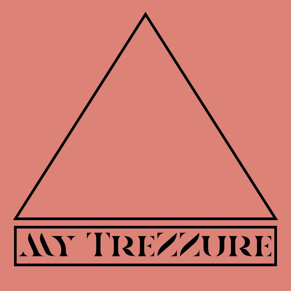 Minimalist logo with a triangle and the text 'MY TREZZURE'.