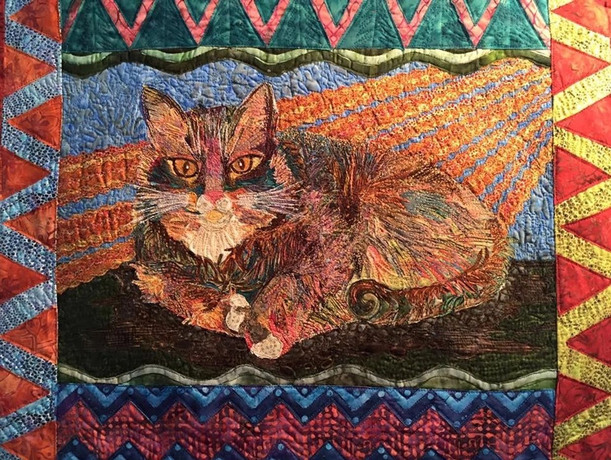 Ginger Cat art quilt