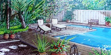 interior wall mural bali garden paradise home decor custom design original painting art vacation 