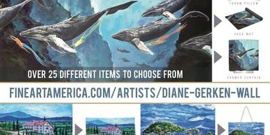 products from ocean artist  Diane Wall painter of mermaids sirens and marine wildlife and other art
