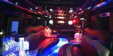 Luxury Hummer limo interior LED lighting and premium seating weddings, proms, birthdays, wine tours,