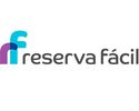 Logo da Reserva Fácil com design em azul e rosa.
