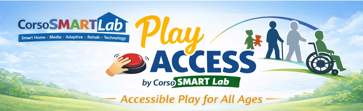 PlayACCESS banner by Corso SMART Lab promoting accessible play for all ages with inclusive icons.