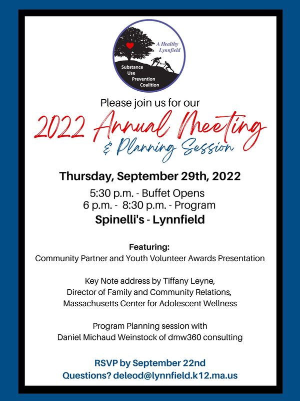 Flyer for 2022 Annual Meeting and Planning Session in Lynnfield.