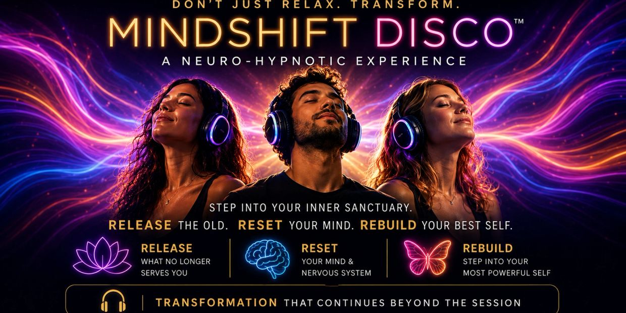 People enjoying a neuro-hypnotic experience with headphones.