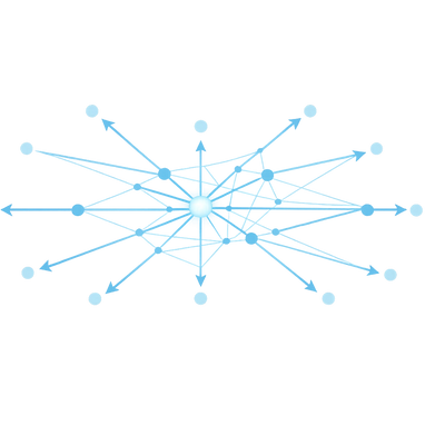 A central glowing node connected to multiple smaller nodes with lines.