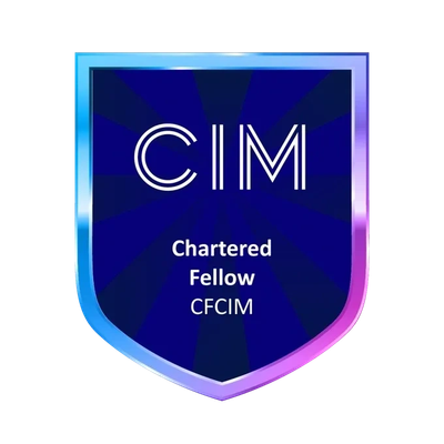 Chartered Institute of Marketing credential, showing I'm a Chartered Fellow of the Institute