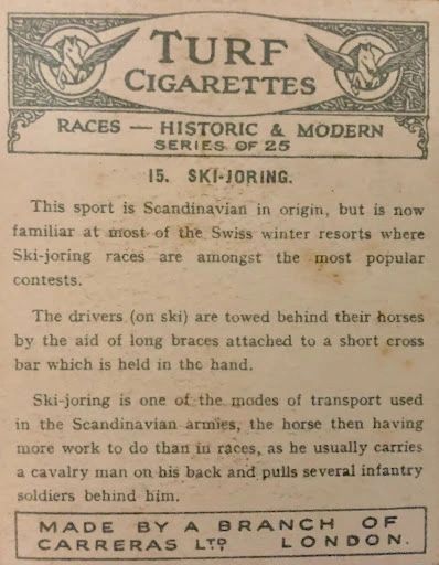 Photo courtesy of Skijor International  Turf Cigarettes Ad 1950s