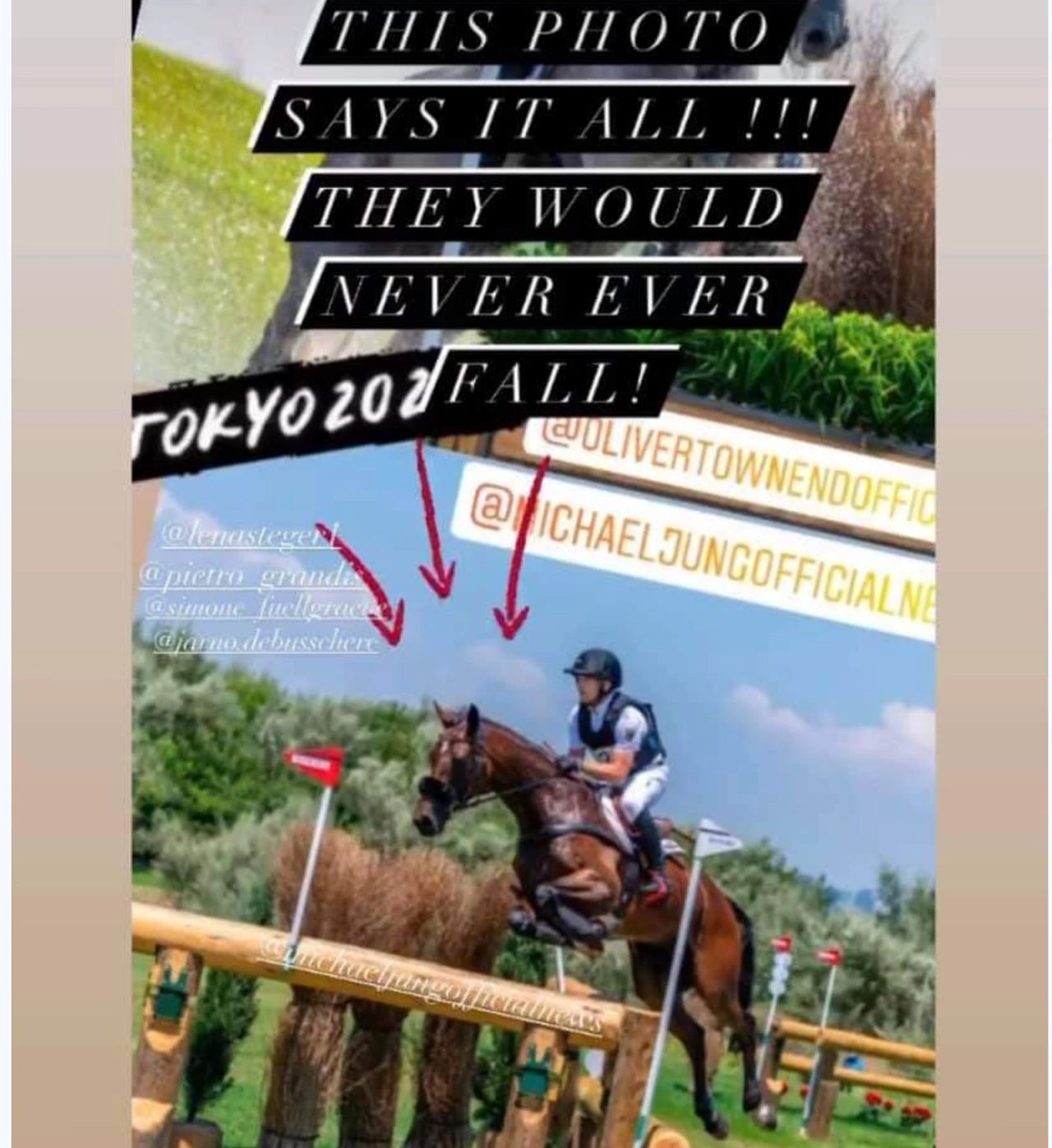 Michael Jung’s Instagram Story includes a photo of Chipmunk over Fence #14C Michael Jung’s Instagram Story includes a photo of Chipmunk over Fence #14C