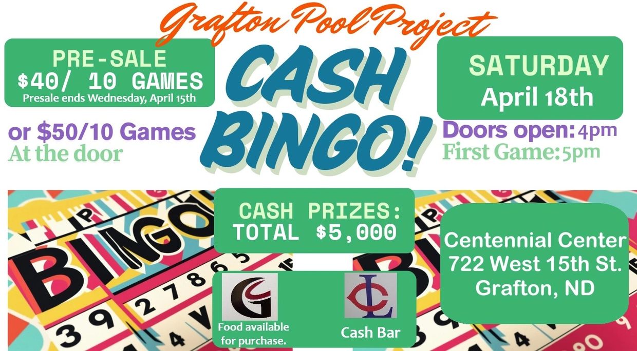 Leistikow Park Pool Bingo Fundraiser Grafton Parks and Recreation Foundation Grafton North Dakota