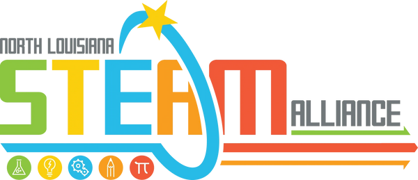 North Louisiana STEAM Alliance logo made with four primary colors.