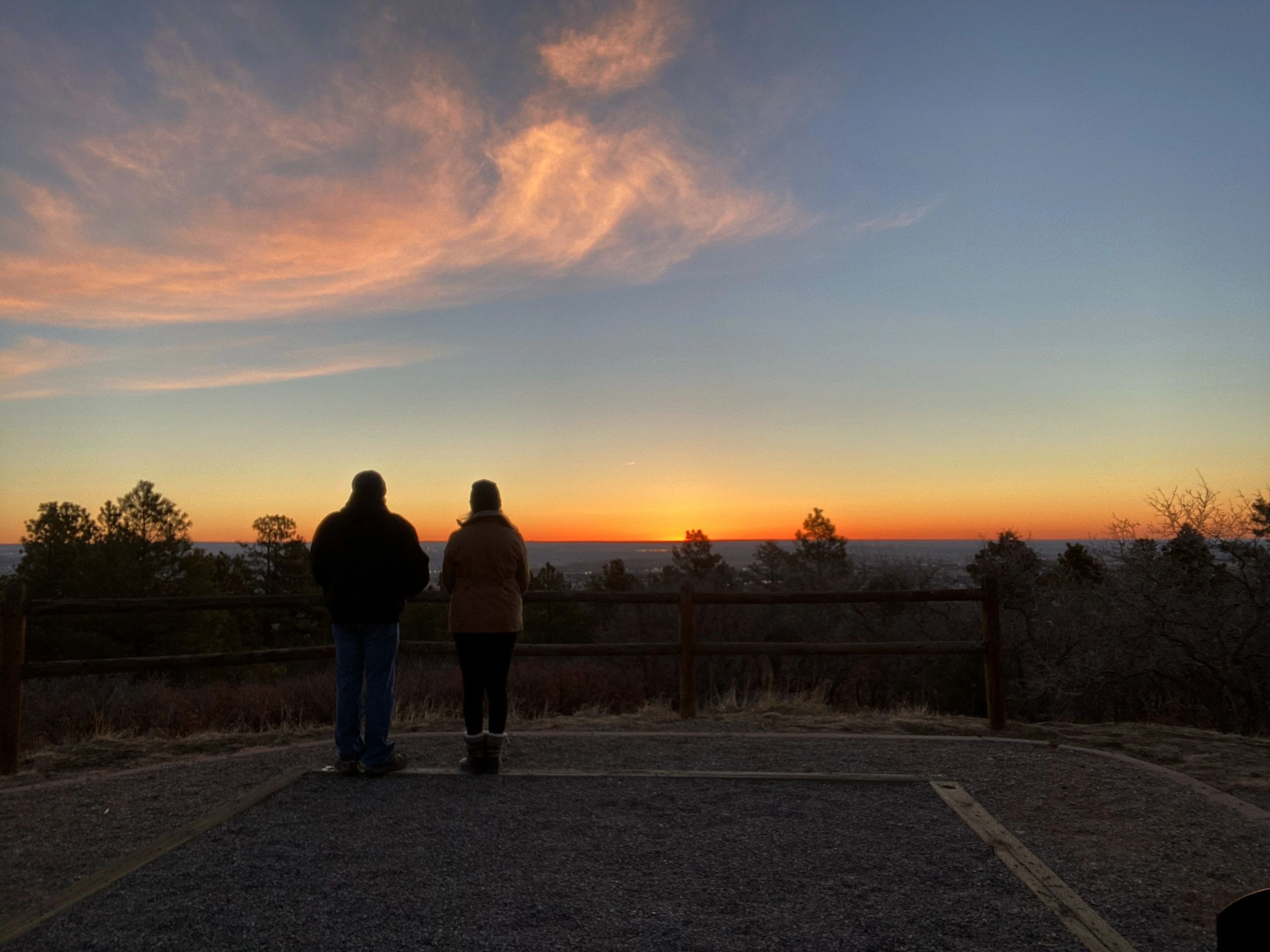 Rachel & Chris enjoying sunrise at Cheyenne State Park, CO