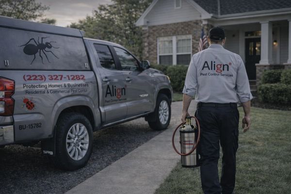 Align Pest Control Technician Arriving for service in Camp Hill PA