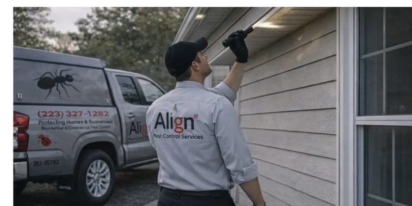 Align Pest Control Inspecting a home in Carlisle PA