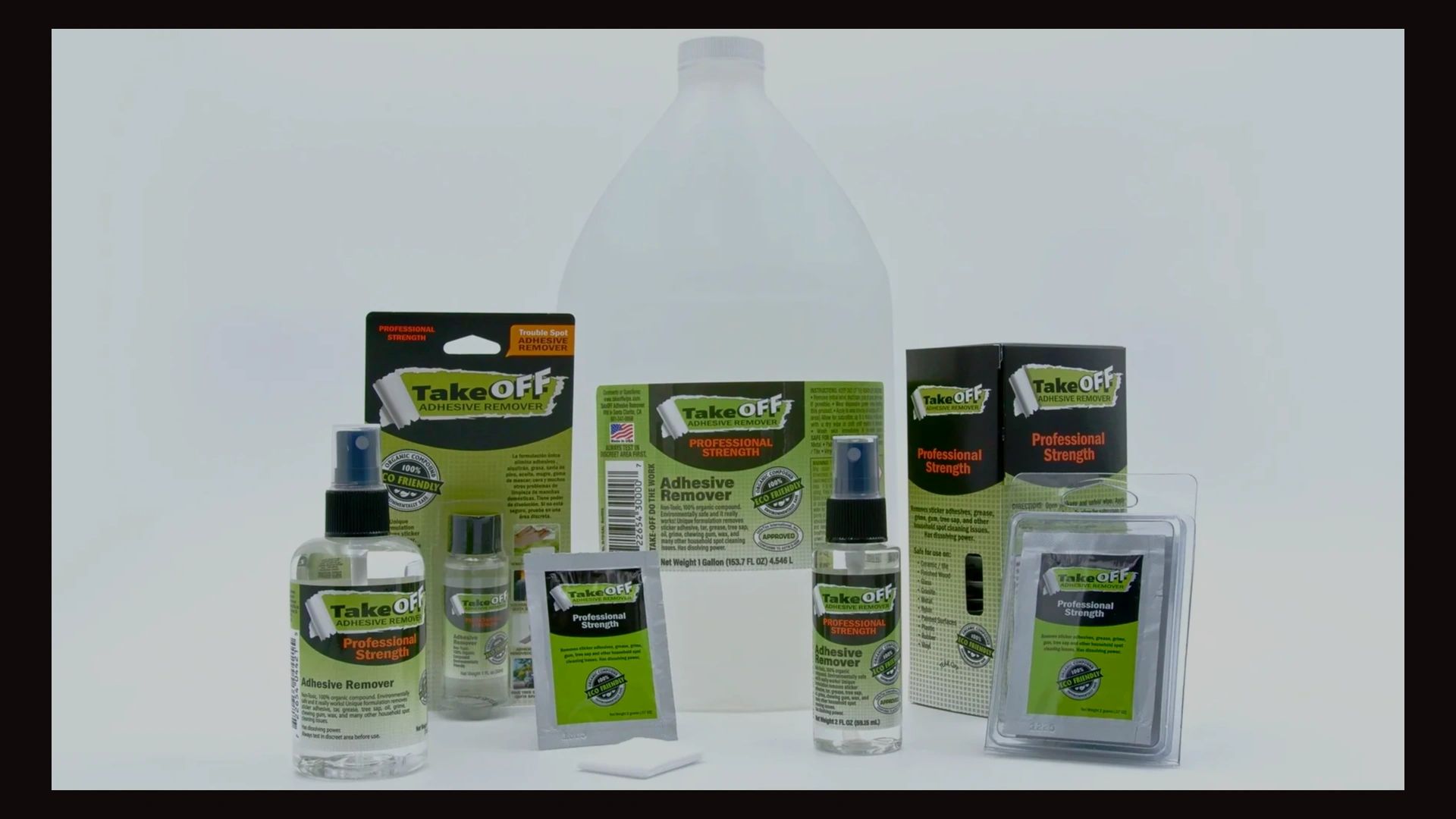 A range of products, which specializes in glue removal. Several packaging options for purchase.