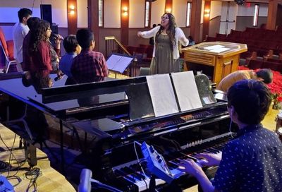 Sarah Sandoval directing NexGen Kids, who are music students of IEL Bethel Music Academy, 2019