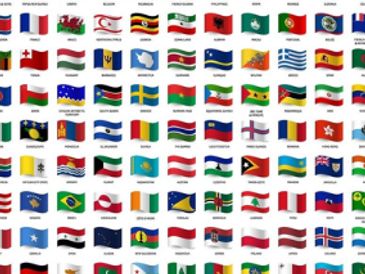 A collection of various international flags displayed in rows and columns.