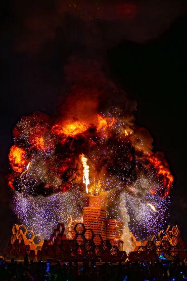 Explosion of "The Man" at Burning Man 2023. 