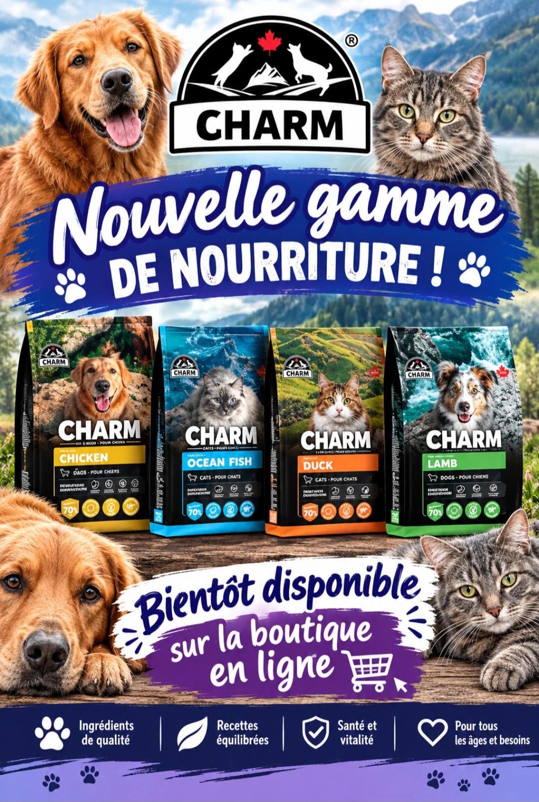 Nouvelle gamme de nourriture pour chiens et chats CHARMs.