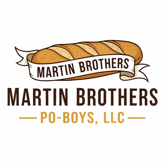 Logo of Martin Brothers Po-Boys featuring a baguette and a banner.