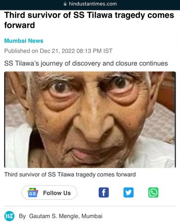 SS Tilawa
Tilawa 1942
The Forgotten Tragedy
Hindustan Times
Emile Solanki
Survivor
Chootal Khoosal