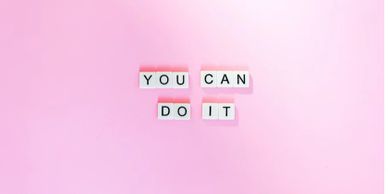 Motivational message 'You Can Do It' on a pink background.