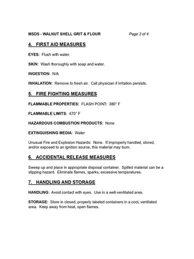 CRUSHED WALNUT SHELLS MSDS 2