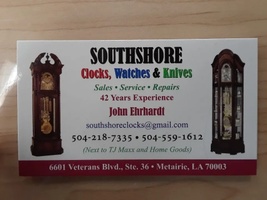 SOUTHSHORE CLOCKS, WATCHES, JEWELRY & KNIVES. P 504-559-1612