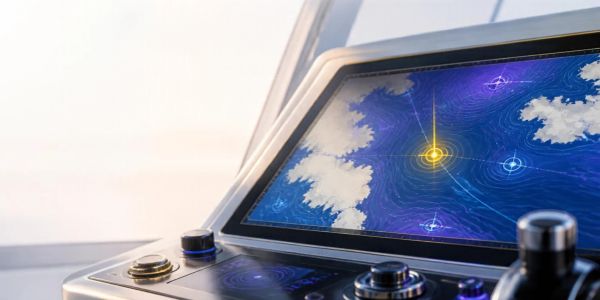 Close-up of a modern ship radar screen.