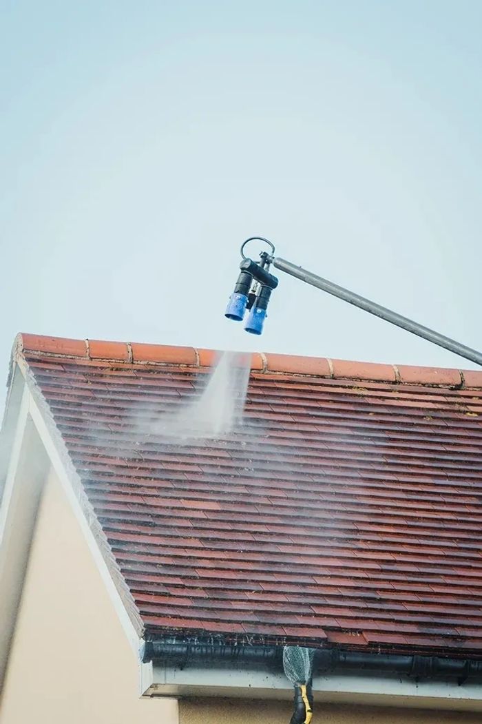 Roof Cleaning using the roof wand