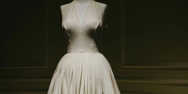halter neck white dress on mannequin