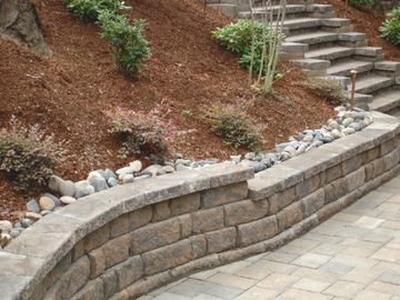 Hill and retaining wall