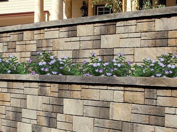 Stone wall with flowers