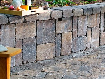 Stone wall with tray