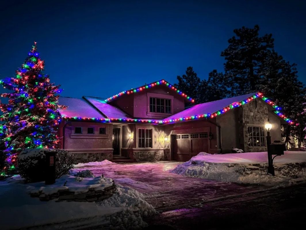 Home lit for the holidays