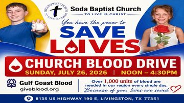 All are invited to come and participate in the blood drive.  All donations are needed.  Every day 10