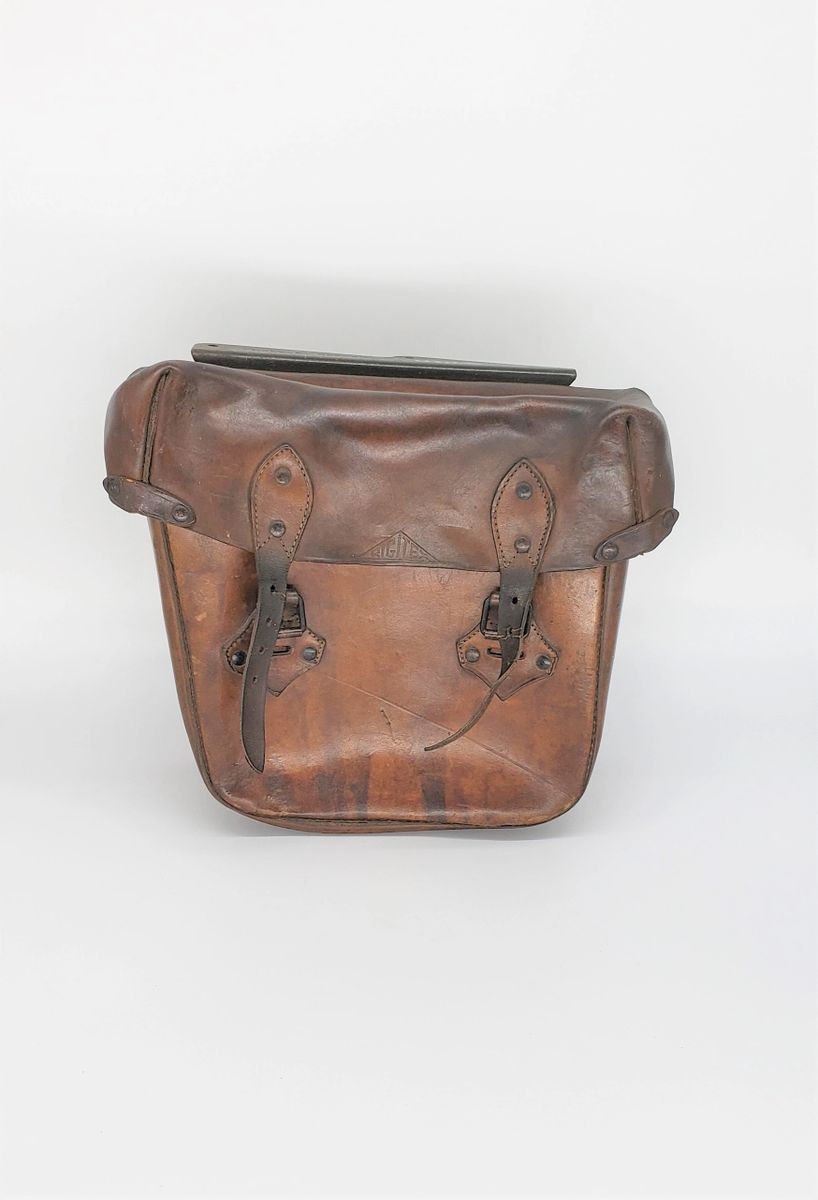 Vintage Rigitex Leather Pannier Motorcycle Bag from France