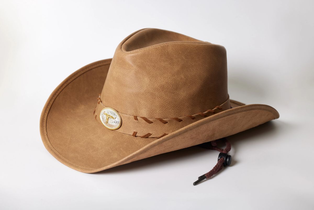 LIVSTAK Western Cowboy Hat For Gentleman, Sombrero Hombre, 100% Leather,  BEIGE, CINTY